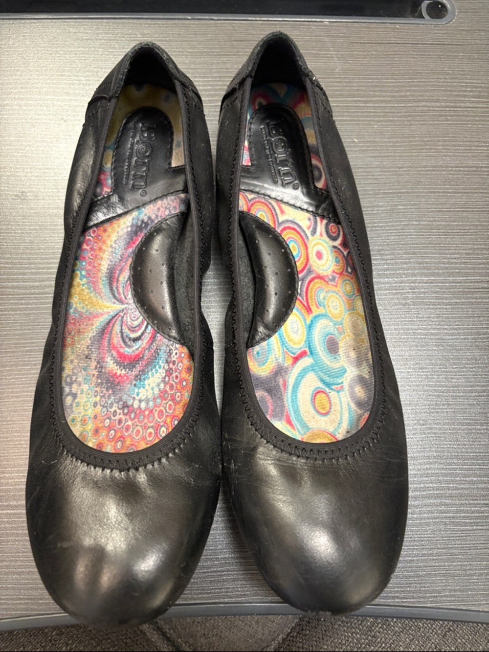 Born Black Women's Leather Ballet Flats
